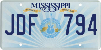 MS license plate JDF794