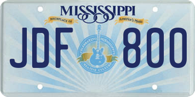 MS license plate JDF800