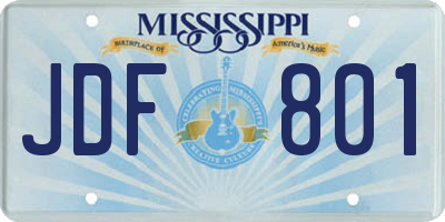 MS license plate JDF801