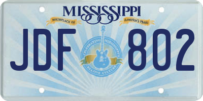 MS license plate JDF802