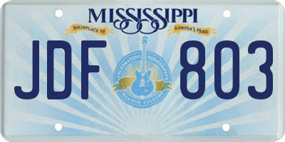 MS license plate JDF803
