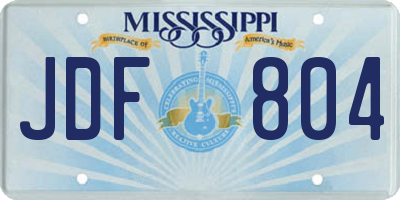 MS license plate JDF804