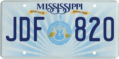 MS license plate JDF820