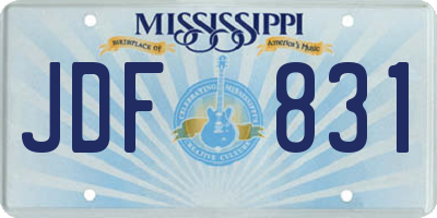 MS license plate JDF831