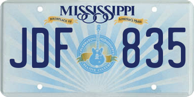 MS license plate JDF835