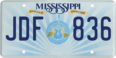 MS license plate JDF836