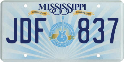 MS license plate JDF837