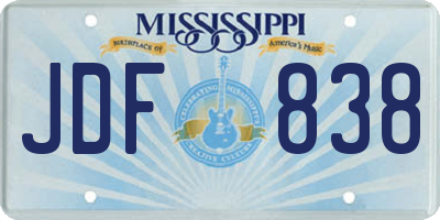 MS license plate JDF838