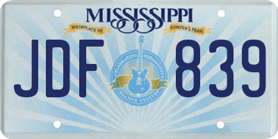 MS license plate JDF839
