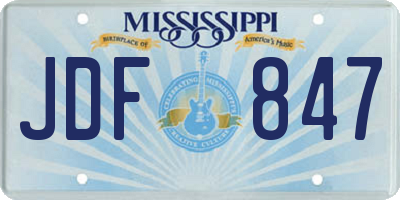 MS license plate JDF847