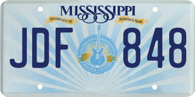 MS license plate JDF848
