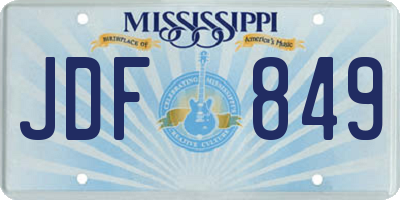 MS license plate JDF849
