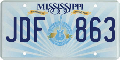 MS license plate JDF863