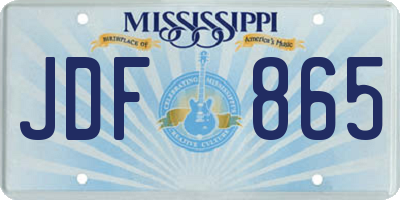 MS license plate JDF865