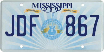 MS license plate JDF867