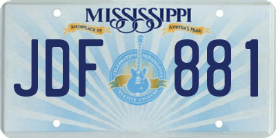 MS license plate JDF881