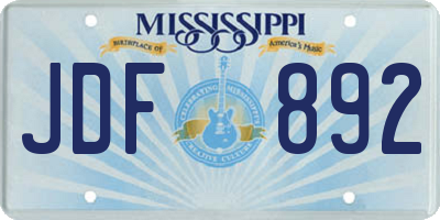 MS license plate JDF892