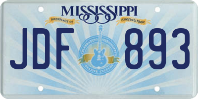 MS license plate JDF893