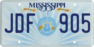 MS license plate JDF905