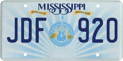 MS license plate JDF920