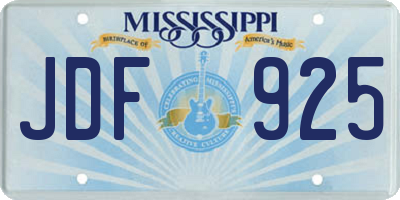 MS license plate JDF925