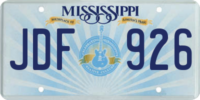 MS license plate JDF926