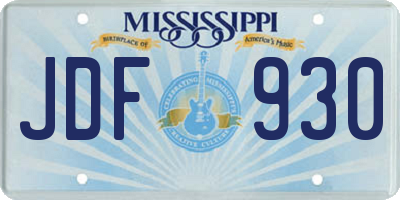 MS license plate JDF930