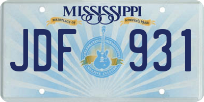 MS license plate JDF931