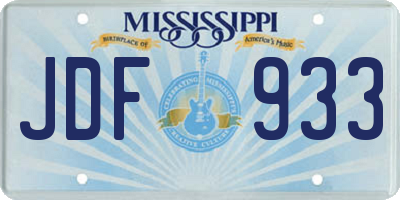 MS license plate JDF933