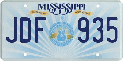 MS license plate JDF935