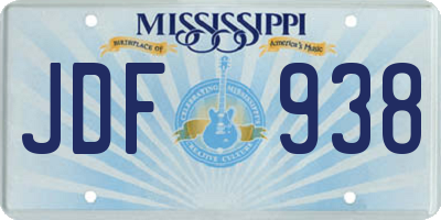 MS license plate JDF938