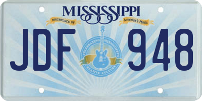 MS license plate JDF948