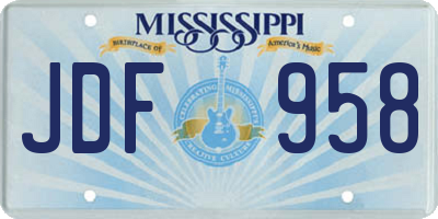 MS license plate JDF958