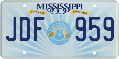 MS license plate JDF959
