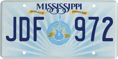 MS license plate JDF972