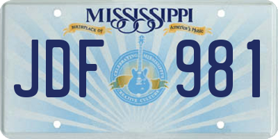 MS license plate JDF981