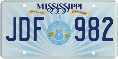 MS license plate JDF982