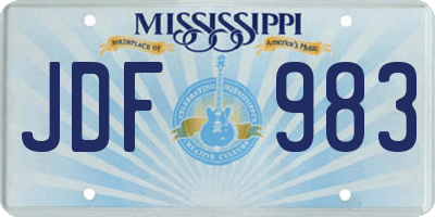 MS license plate JDF983