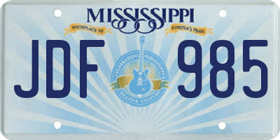 MS license plate JDF985