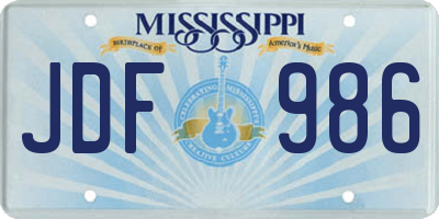 MS license plate JDF986
