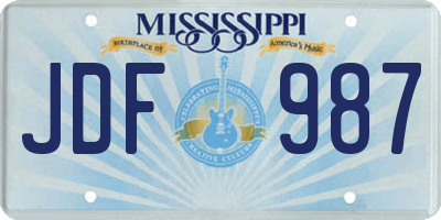 MS license plate JDF987
