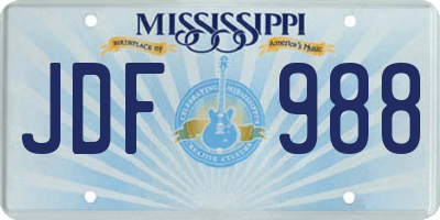 MS license plate JDF988