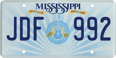 MS license plate JDF992