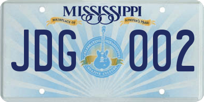 MS license plate JDG002
