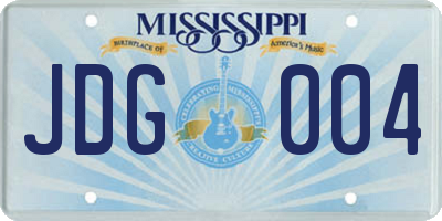 MS license plate JDG004