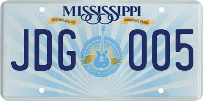 MS license plate JDG005