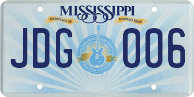 MS license plate JDG006