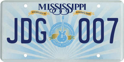 MS license plate JDG007
