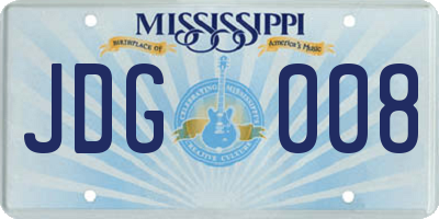 MS license plate JDG008