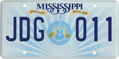 MS license plate JDG011